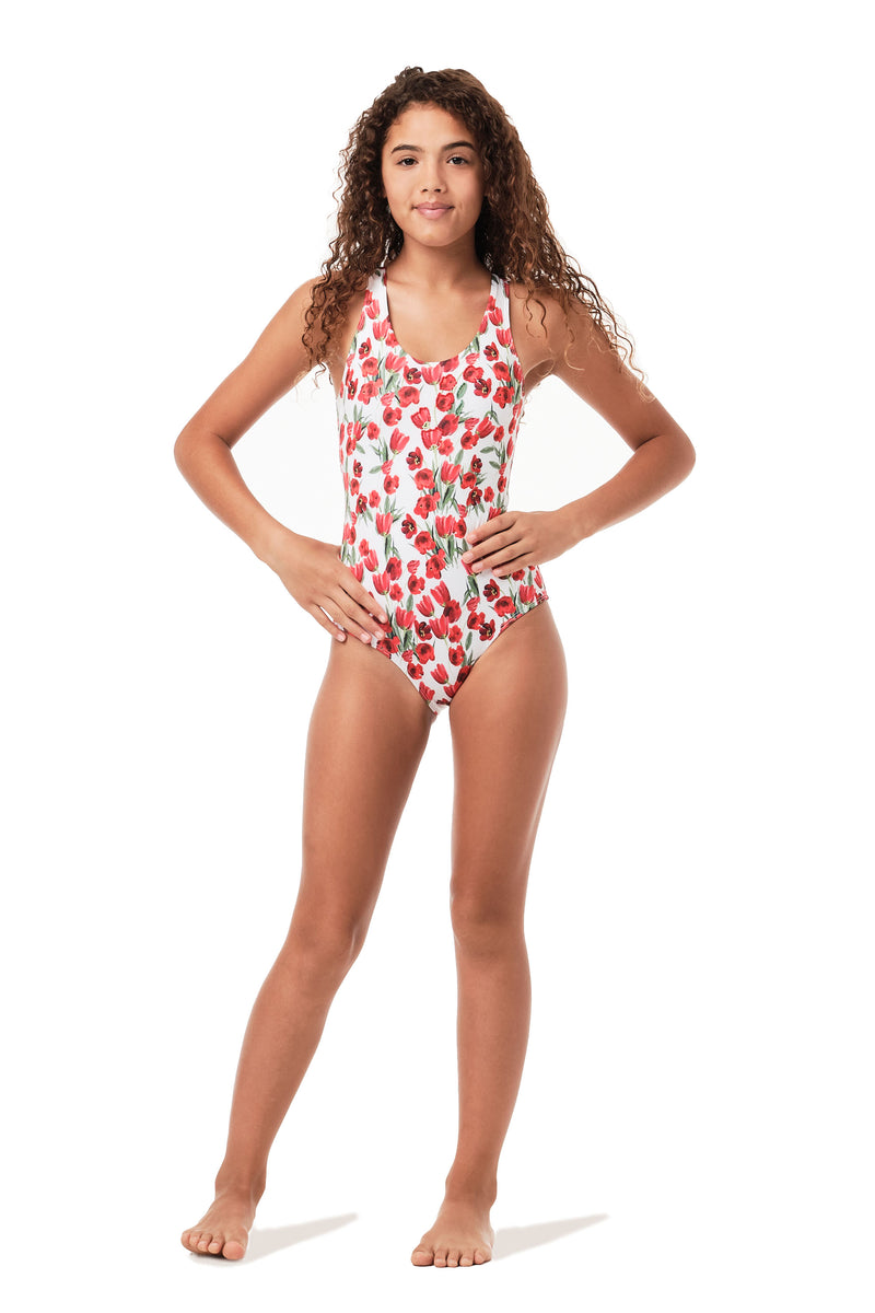 Not Too Basic - Red Tulips One Piece (FINAL SALE) – Submarine Swim